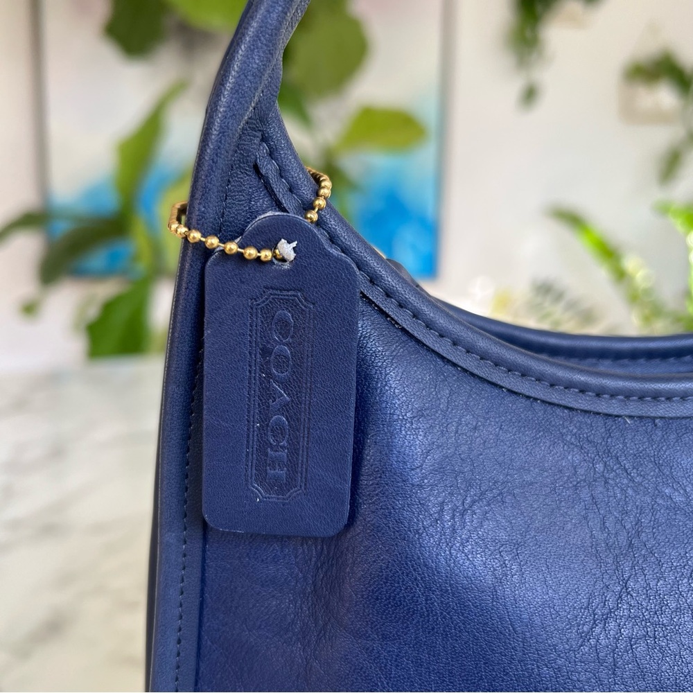 COACH Vintage Ergo Mini Zip 9020 Leather Shoulder Bag 1997 True Blue 90's USA - Picture 3 of 15